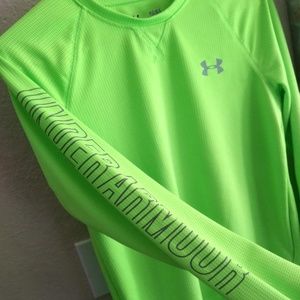 Boys Youth Lime Green Under Armour Shirt Large